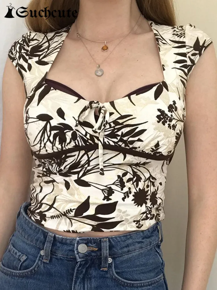 

Кроп-топ в стиле Харадзюку с принтом, без рукавов