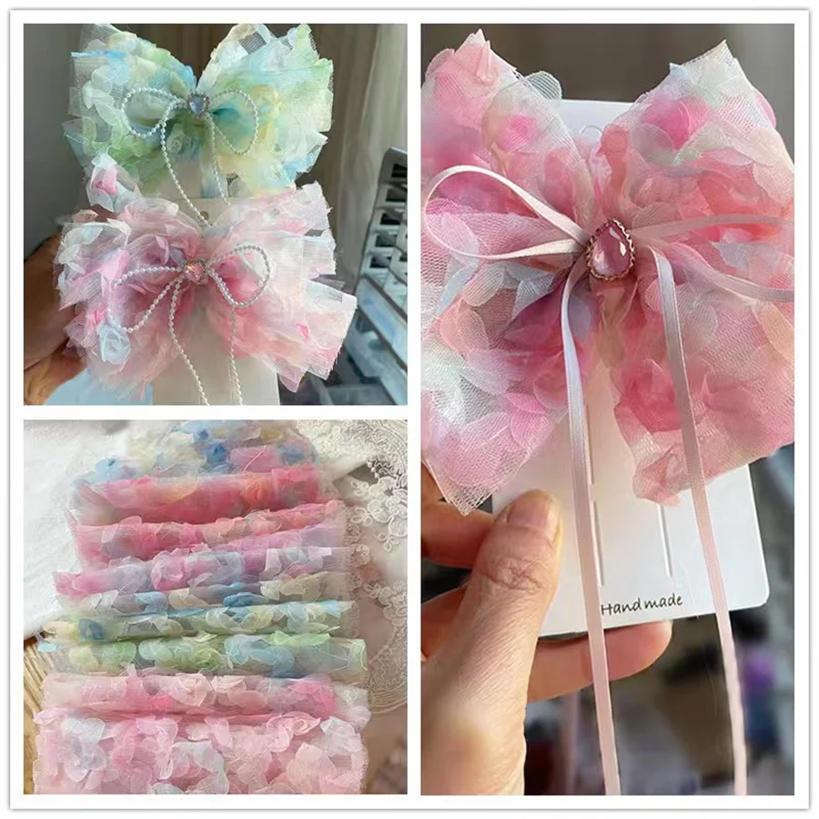 Градиентная цветная лента из органзы для рукоделия