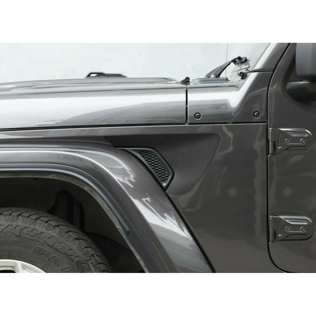2Pcs Car Leaf Fender Sticker Decal Cover Trim Decor Fit For Jeep Wrangler JL Gladiator JT 2021 2020 2019 2018 Carbon Fiber Style