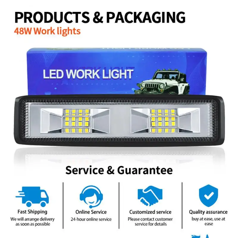 

One-line Single Row Auxiliary Light 48w Car Work Light Car Led Long Bright Car Accessories Universal Off-road Vehicle Light