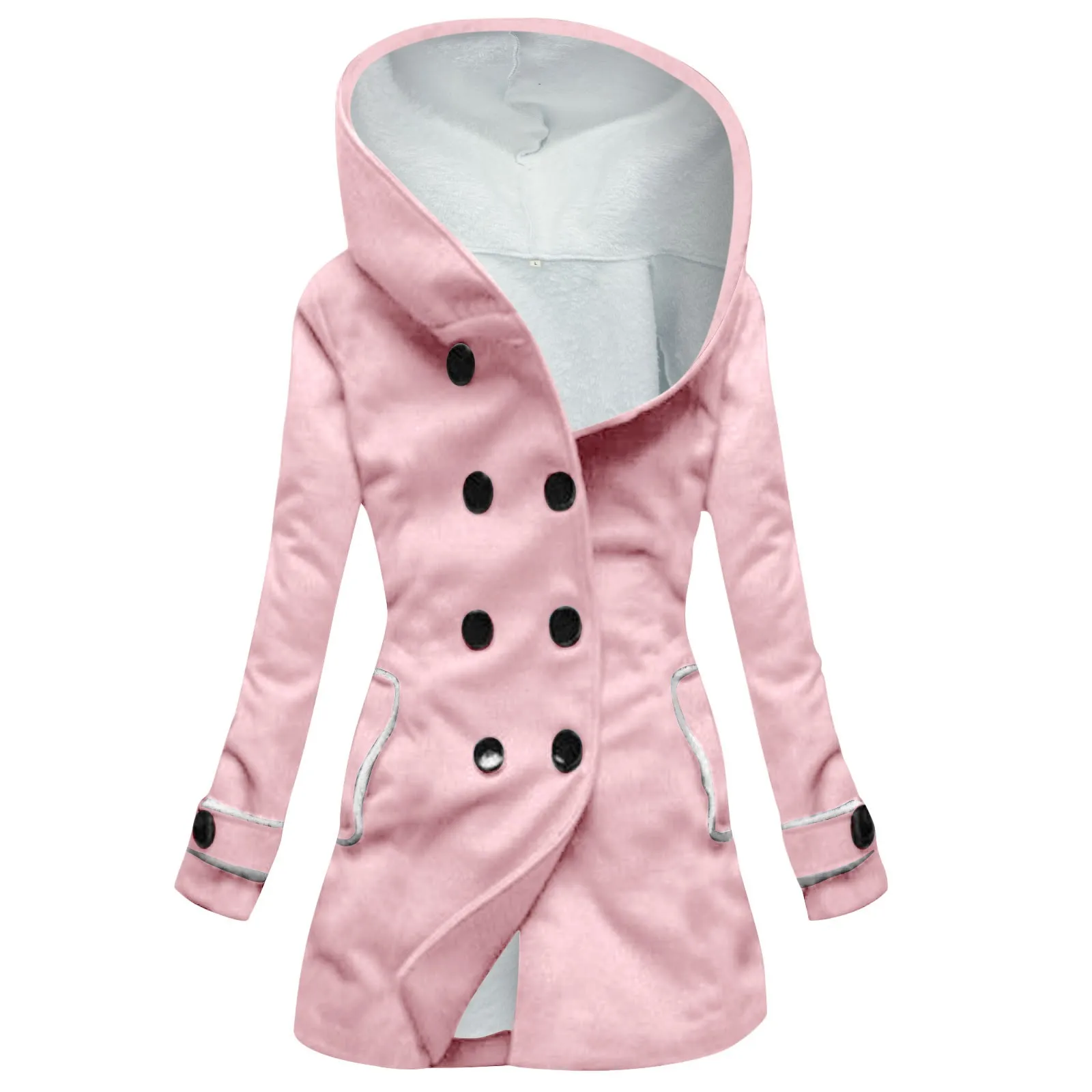 Зимнее пальто больших размеров для женщин теплая флисовая куртка на пуговицах