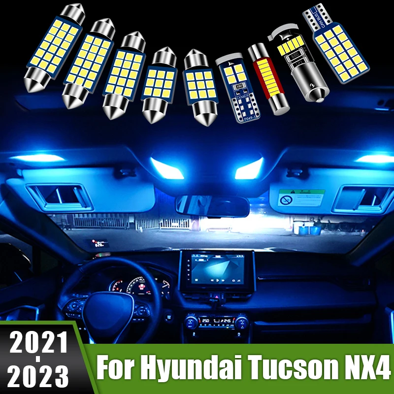 

For Hyundai Tucson NX4 2021 2022 2023 12PCS 12V Car Interior LED Error Free Light ​Vanity Mirror Lamps Decoration Accessories