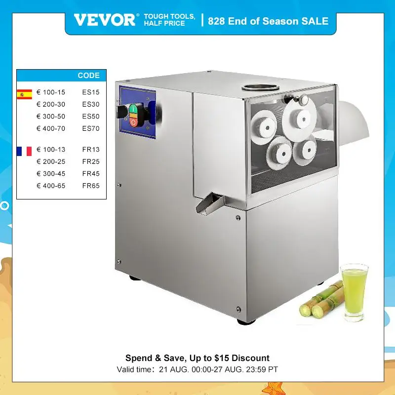 VEVOR Electric Sugarcane Juicer Machine Effective 3/4 Roller