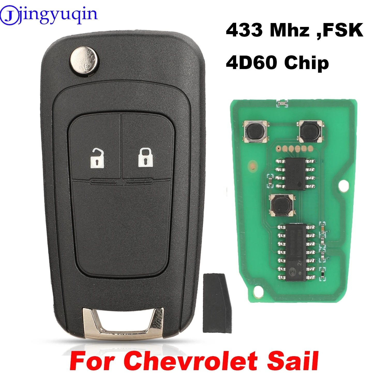 Jingyuqin пульт дистанционного управления 2 кнопки 433 МГц FSK ID60 чип для Chevrolet Sail полный