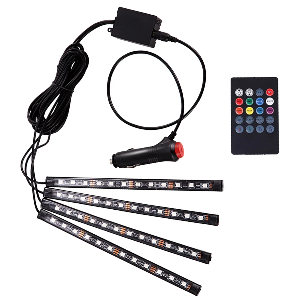 

Car Atmosphere Light Car Led Light Strip USB LED Strip 7 Colors Changing Voice Controlled RGB ( 4 Strip Lights 48 LEDs )