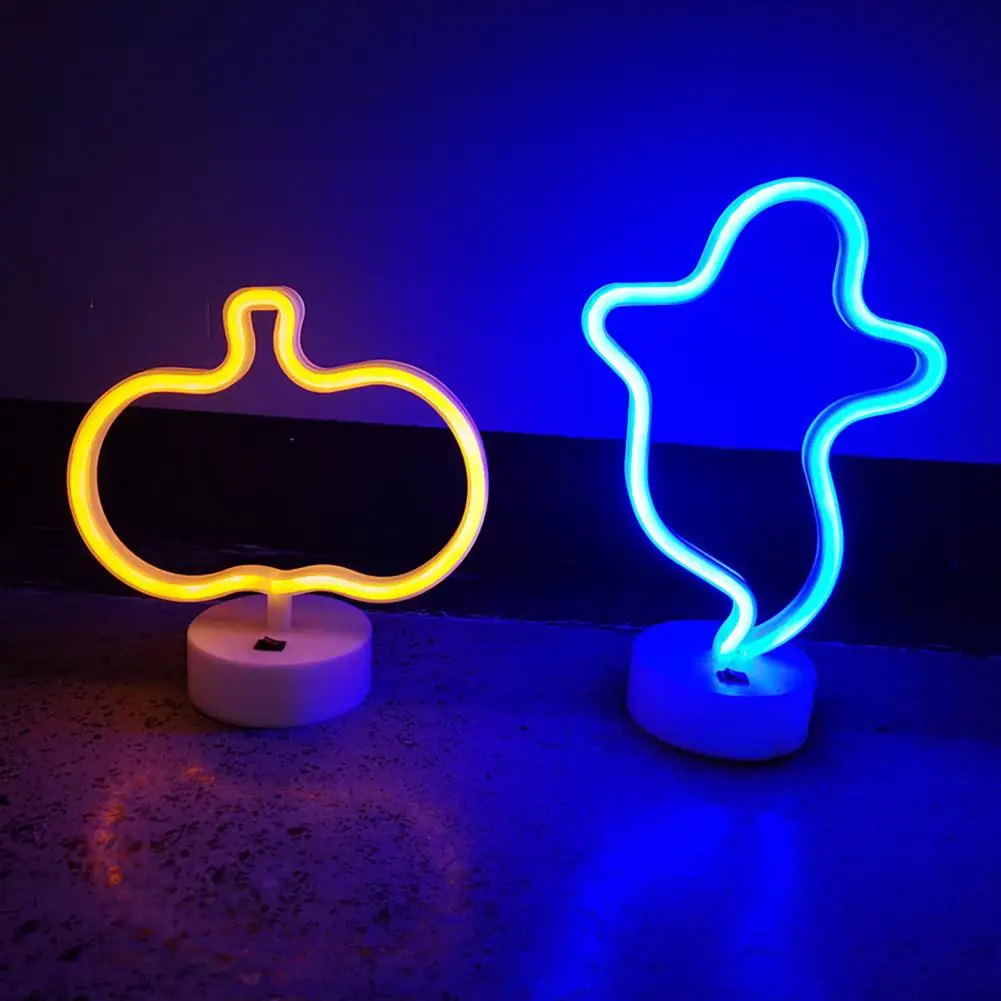 

Decorative Neon Light Halloween Party Decor Non-glaring Pumpkin Ghost Led Neon Light Shape Usb/battery Operated Lamp Party
