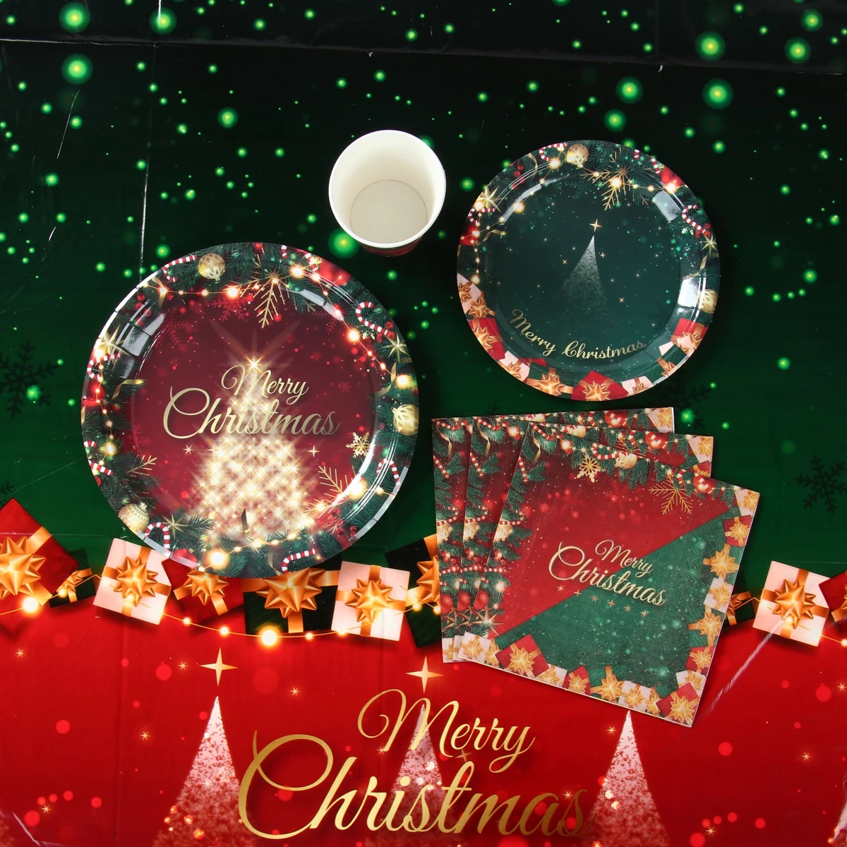 

Merry Christmas Disposable Tableware Christmas Decorations 2023 Xmas Paper Cup Plate Napkins Ornaments Natal Gifts New Year 2024