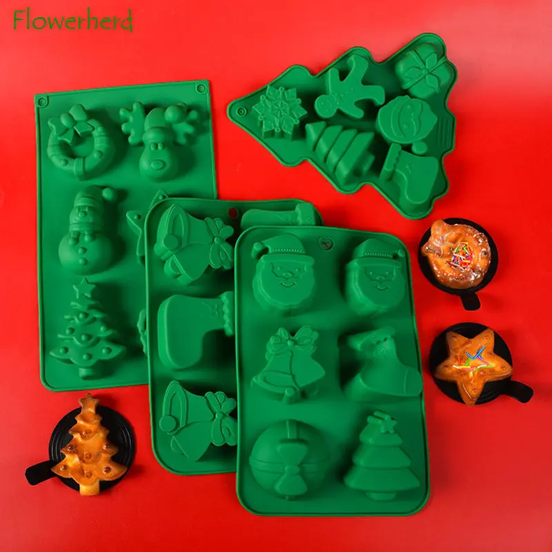 

Christmas Cake Silicone Mold DIY 6 Even Santa Claus Christmas Tree Baking Cake Mold
