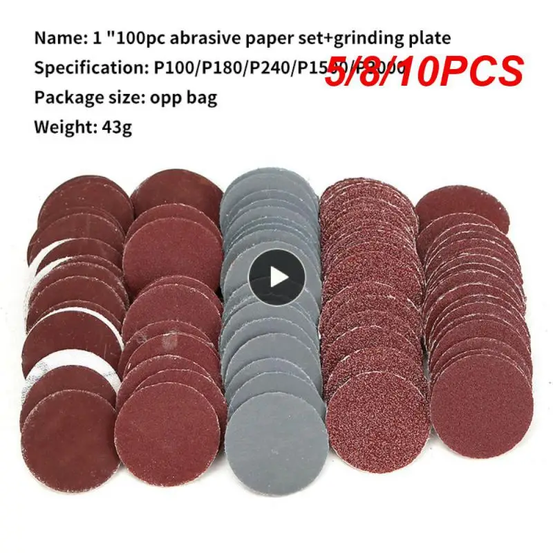 

5/8/10PCS 1 Inch 100 Pieces Electric Polishing Sandpaper Grinding Disc Polishing Polishing Paper Suit 1/8 Shank Diameter