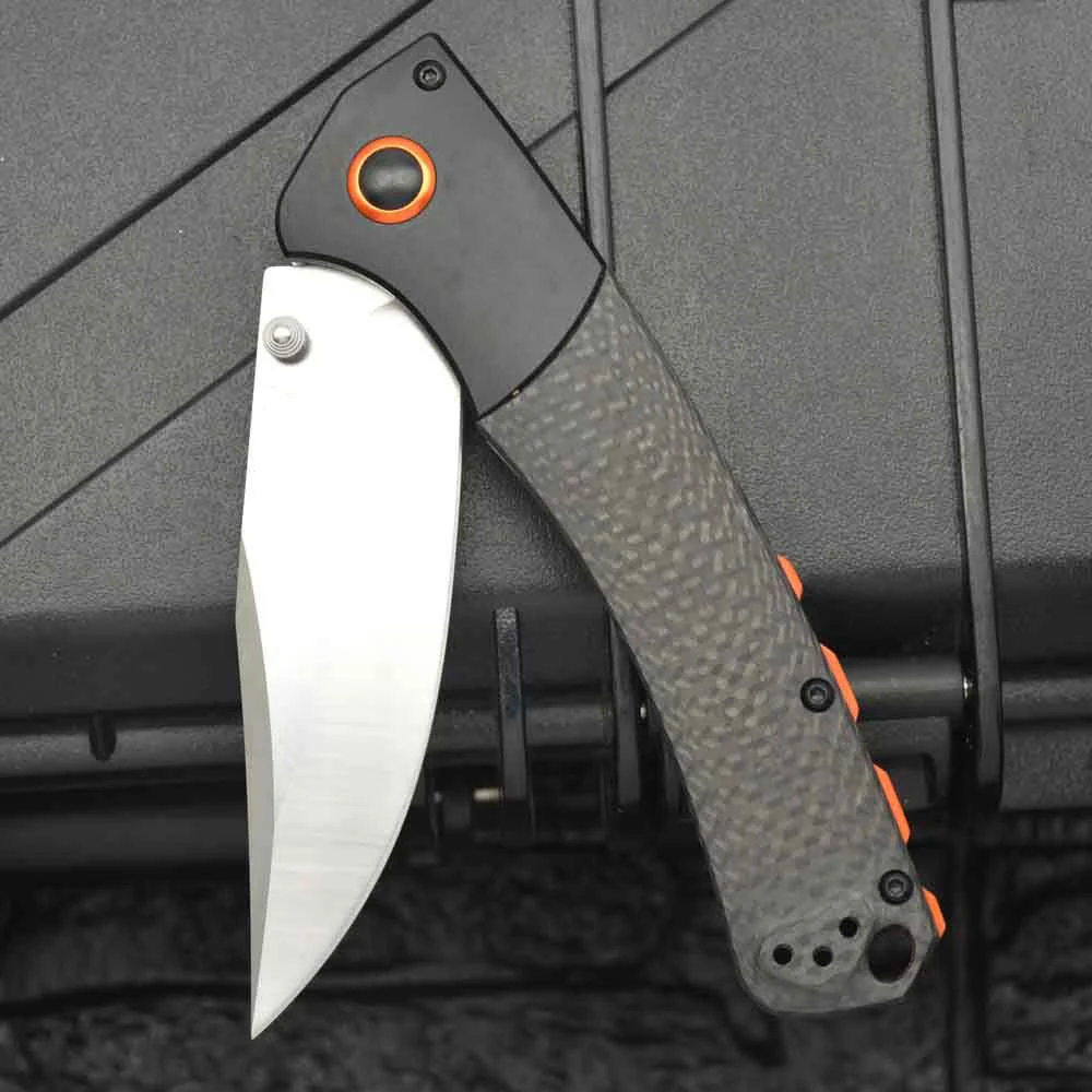Carbon Fiber Handle BM 15080 Tactical Folding Knife Outdoor Camping Security Defense Saber Portable Pocket Knives EDC Tool