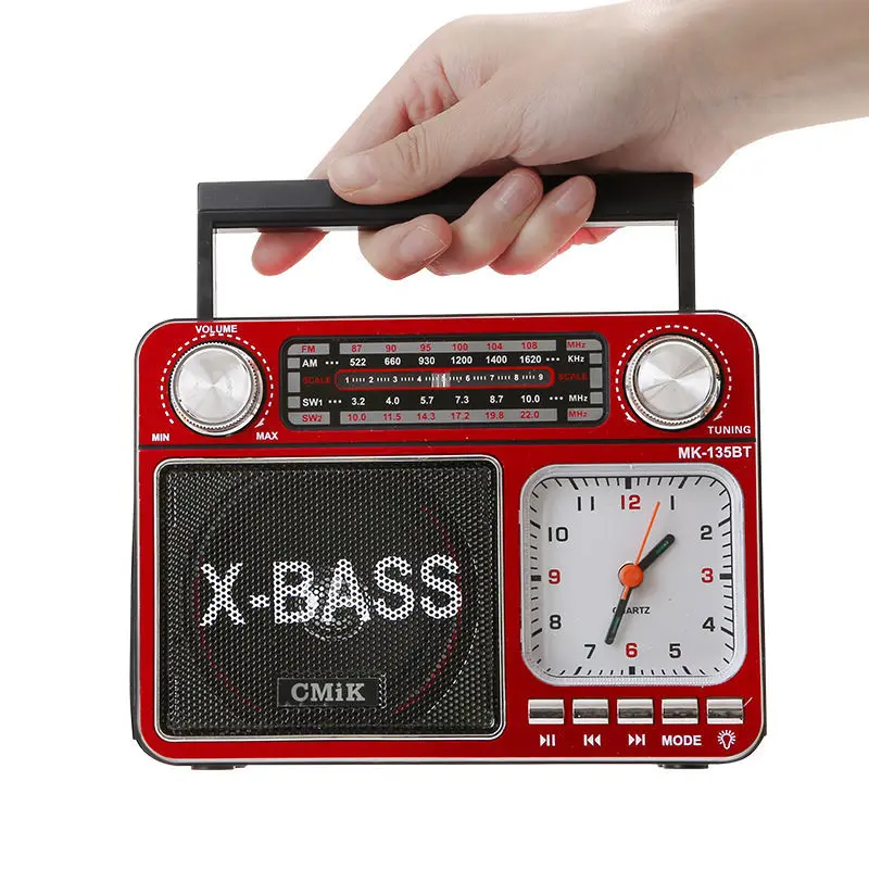 Новинка ретро портативное радио с ручной настройкой и подсветкой часами USB