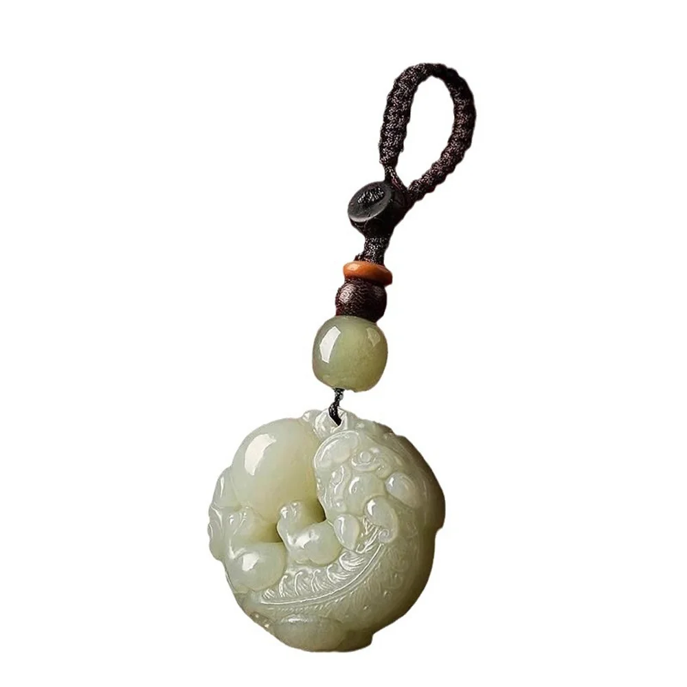 Природная резьба Нефритовая безопасная пряжка монетница передача богатства