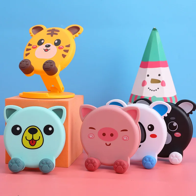 cute animal phone holder car home office desktop height adjustable foldable tiger bear pig phone stand for ipad iphone 12 13 free global shipping