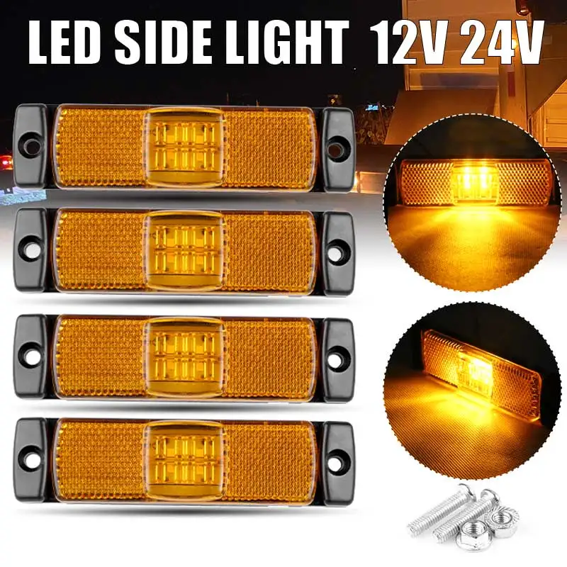 

4pcs 4 LED Side Marker Light Indicator Signal Lamp Tail Brake Light Warning Lamp For Car Truck Trailer Tractor Bus ATV Boat UTV