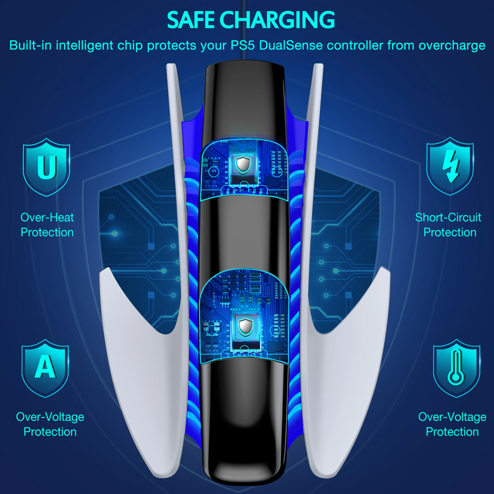 Зарядное устройство для двух контроллеров DinoFire PS5 станция быстрой зарядки