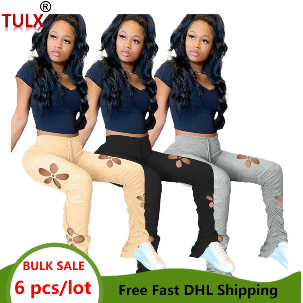 

Штаны в складку, уличная одежда, женские расклешенные плиссированные спортивные брюки с вырезом, с высокой талией, Y2k одежда, оптовая продажа товаров для перепродажи 7919