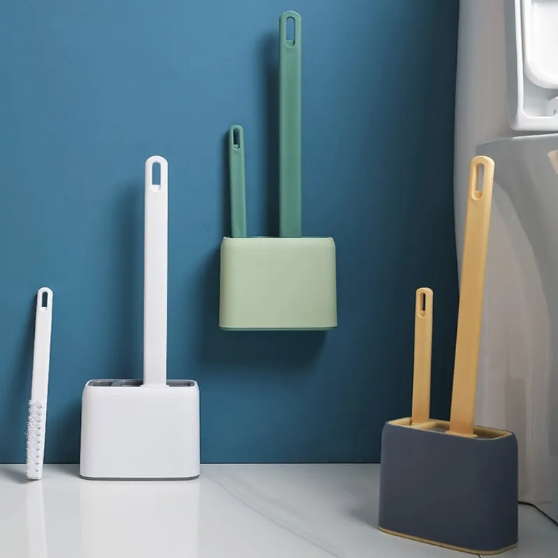 

Silicone Toilet Brush Brushes No Dead-end Cleaning Toilet Brush Floor Brush No Punching Wall-mounted Bathroom Accessories Wc