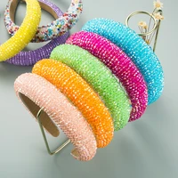 ins new candy color padded headbands solid color hairbands girls beaded headwear hair accessories women gift