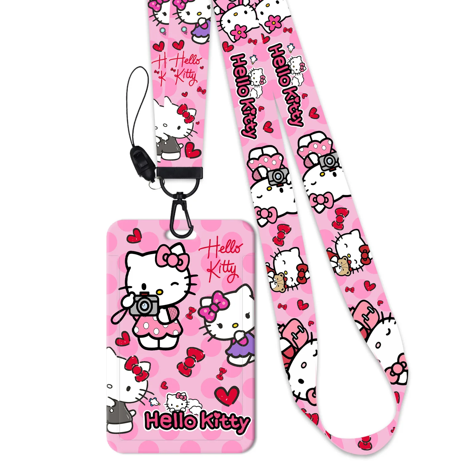 

Kawaii аниме мультфильм розовый Hello Kitty карты Обложка удостоверения личности школьный автобус ремень подвеска брелок для карт