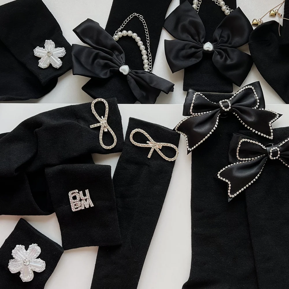 

Женские носки, милые чулки с бантом и жемчужными ракушками, чулки для девочек, принцесса, Лолита, чулки, детские высокие носки, модные женски...