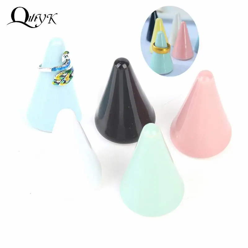 

1/5pcs Ceramic/wood Finger Cone Ring Holder Marble Decor Display Stand Tray Jewelry Storage Crafts