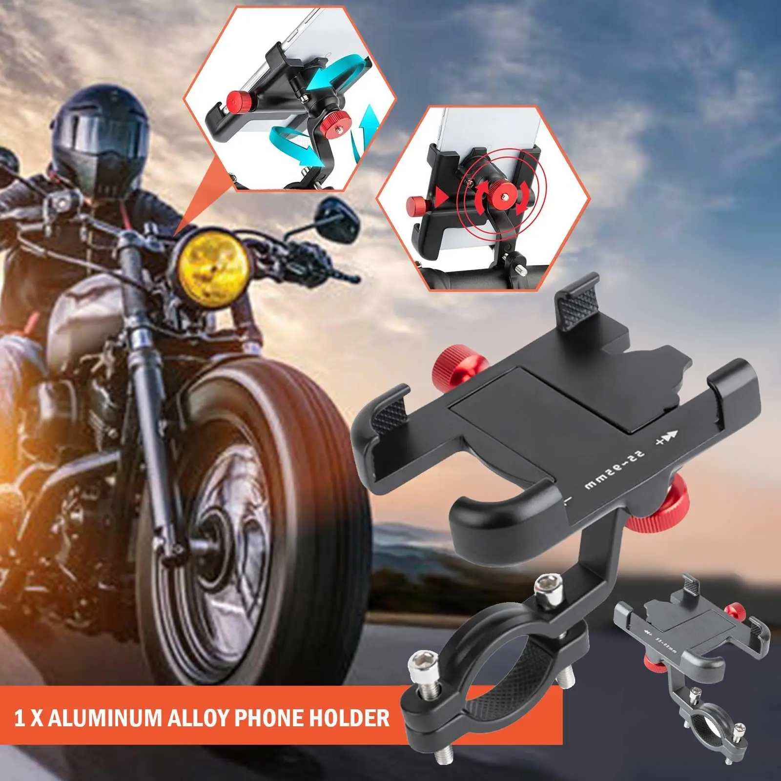 

Universal Bike Phone Holder 360° View Motorcycle Phone MountMobile Phone Stand Shockproof Bracket GPS Clip