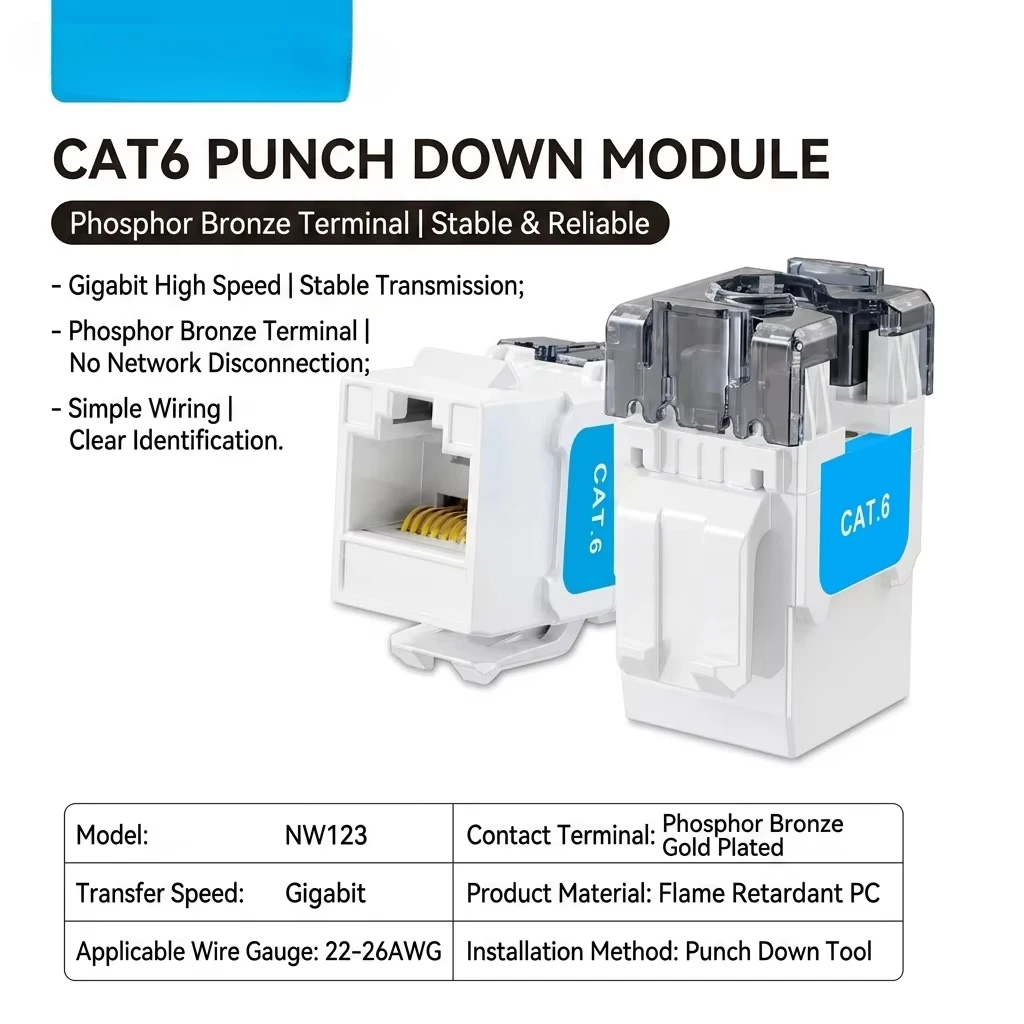 Фото Разъем RJ45 Mindpure Cat6A Keystone, из цинкового сплава, 10 Гбит/с, STP, экранированный, без инструментов, с позолоченными контактами 6U №5