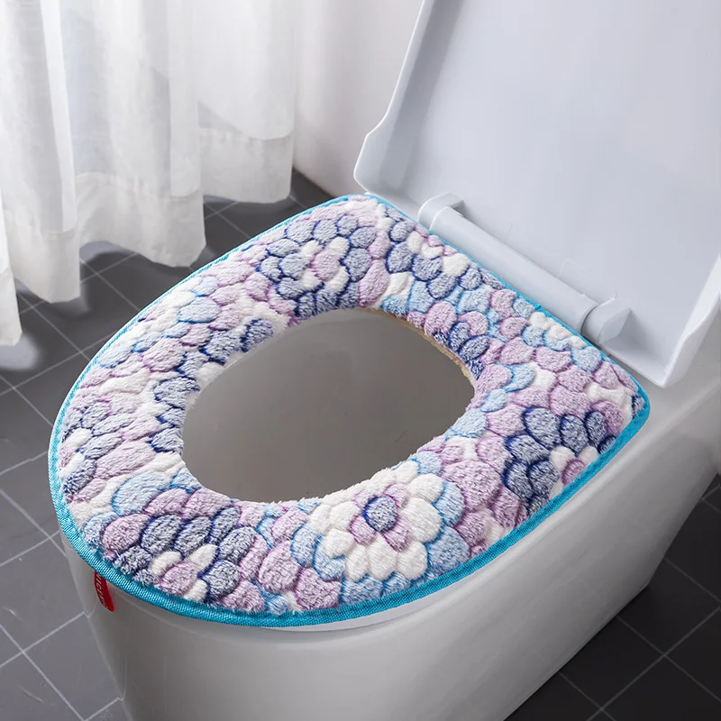 

Toilet Cushion Seat Household Toilet Toilet Seat Gasket Zipper Type Four Seasons Universal Winter Thick Plush Toilet Cover