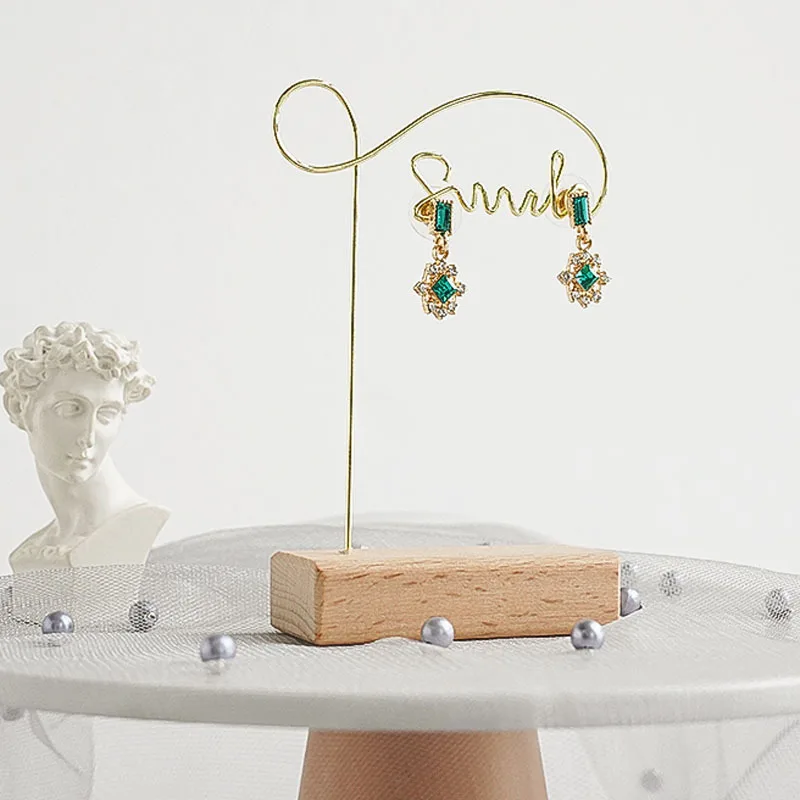 

1Pcs Portable Earring Jewelry Display Rack Gold Metal Stud Necklace Organizer Ornament T Bar Hanger Showcase Holder Stand