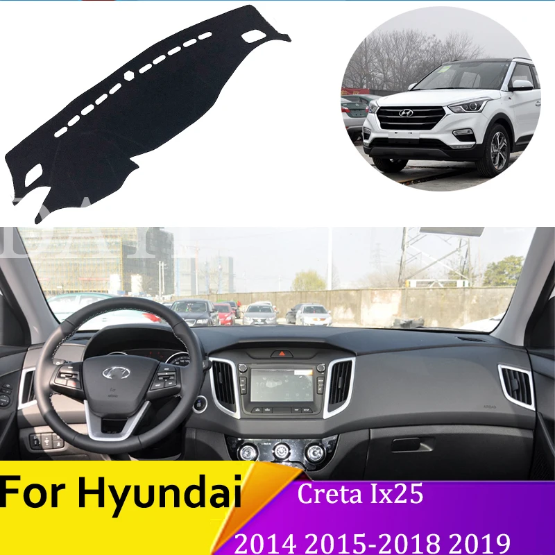

Противоскользящий коврик для приборной панели, Накладка для Hyundai Creta Ix25 2014 2015 2016 2017 2018 2019, внутренний автомобильный противосолнечный коврик, ...