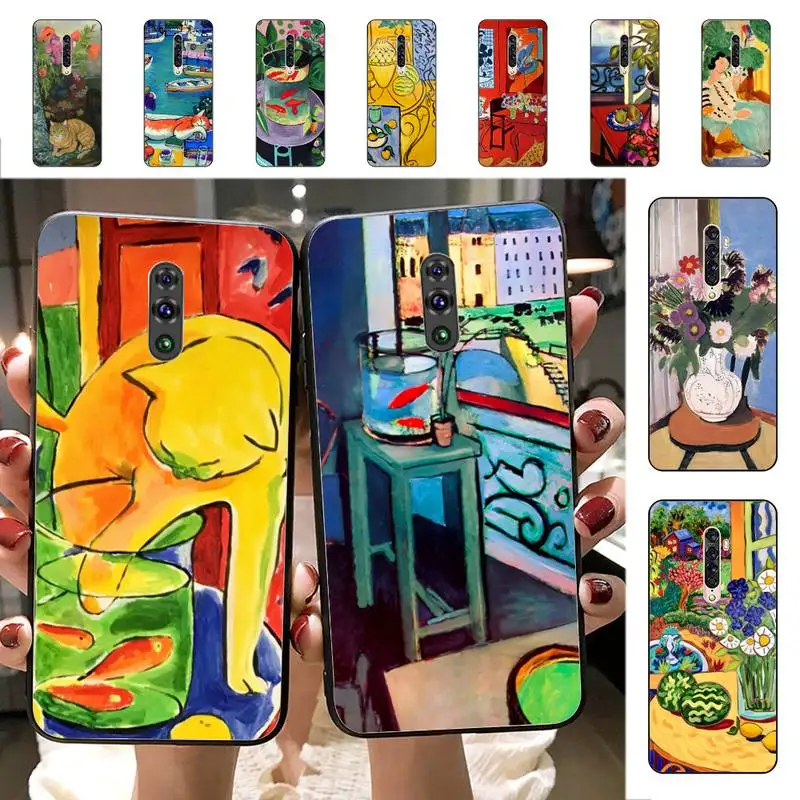 

Henri Matisse cat flowers Art Painting Phone Case for Vivo Y91C Y11 17 19 17 67 81 Oppo A9 2020 Realme c3