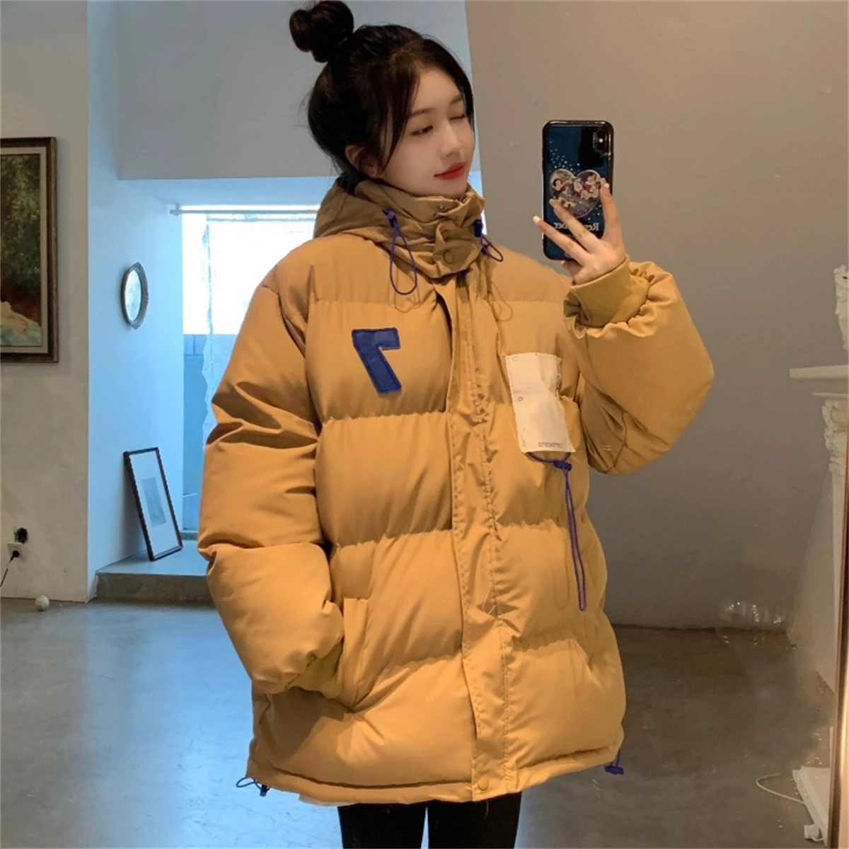 Enlarge Hepburn Style Small Man Thickened Bread Coat Cotton Coat 2023 New Loose Small Fragrant Style Cotton Coat Women's Autumn