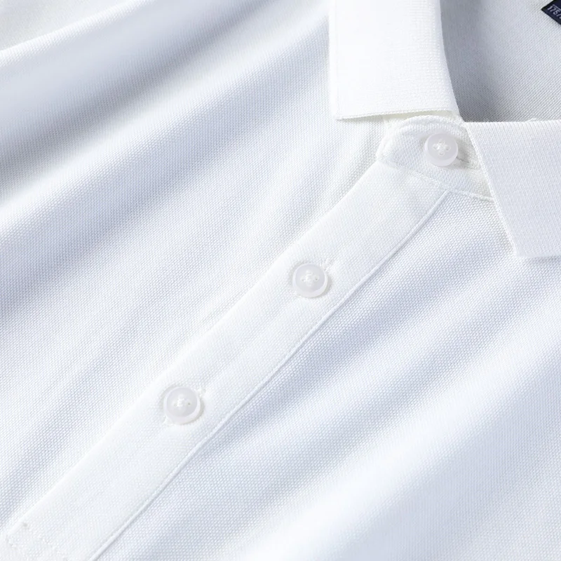 Men's Silk Short sleeve Polo Shirt Summer Fashion Brand Business round Neck Half Sleeve T-shirt Loose Casual Top