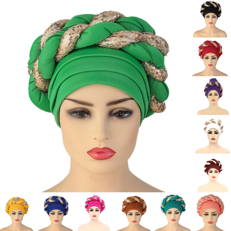 

African Headtie Latest Aso Oke Auto Gele Headtie Already African Cap Nigerian Wedding Gele Women Braid Turbans Ladies Head Wraps