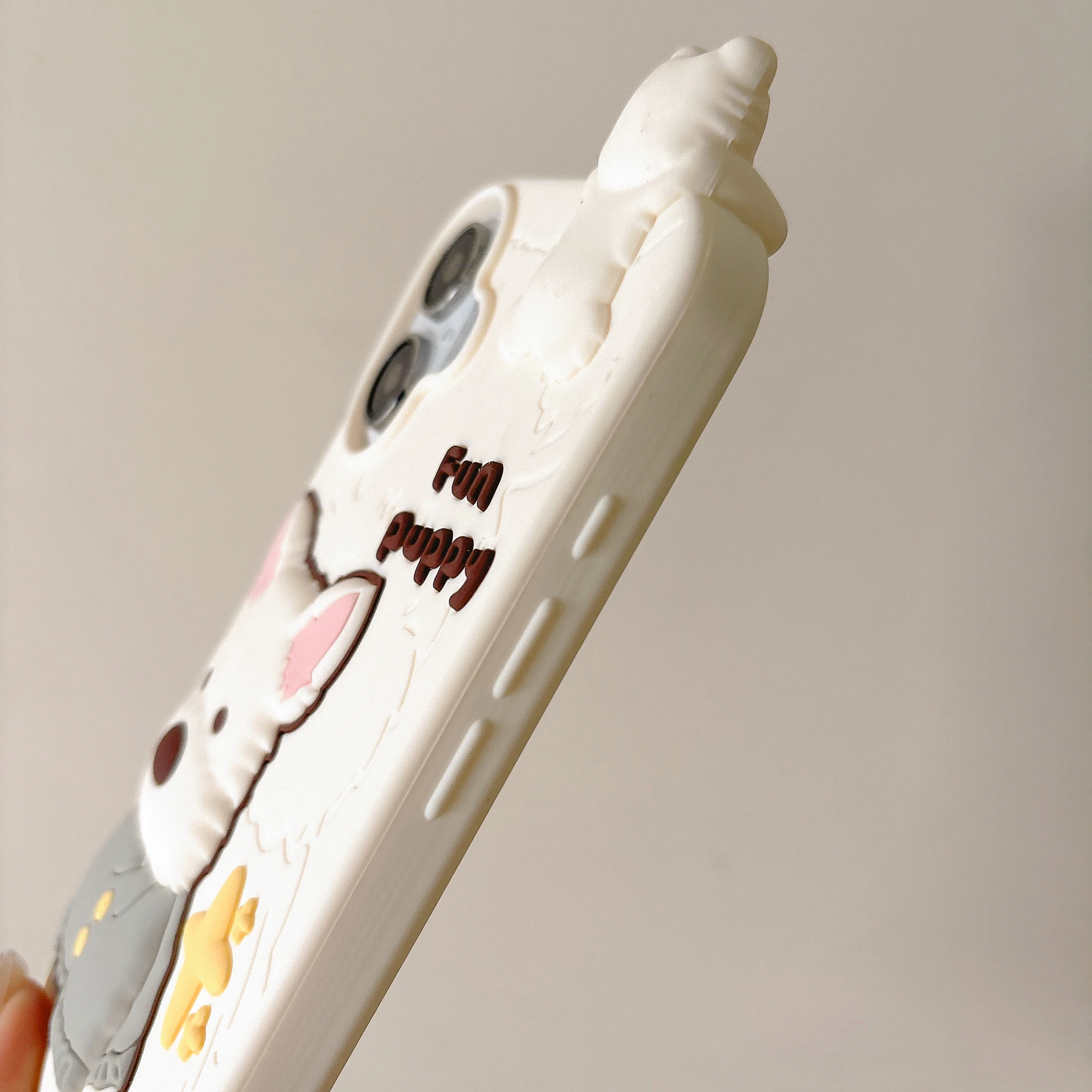 Чехол для телефона с 3D милым мультяшным забавным щенком iPhone 12 13 14 15 16 Pro Max мягкий