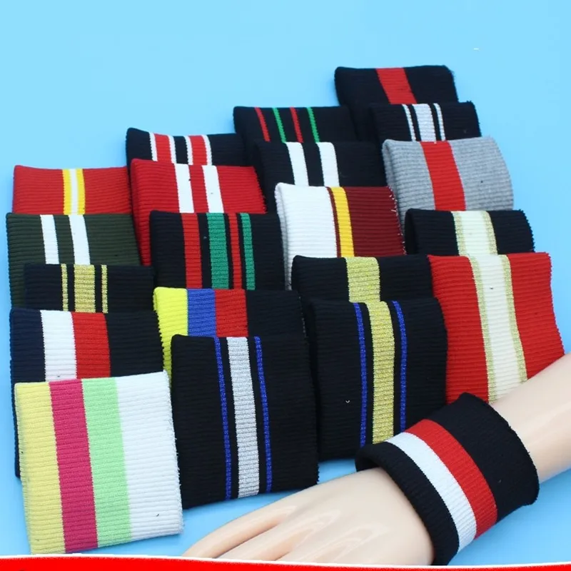 

2*2 ребристые манжеты, полосатая трикотажная жаккардовая ткань с надписями для шитья манжет и рукавов, затягивающие аксессуары для рукодели...