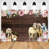 wood board horse flower backdrop western cowboy style shoes hat baby birthday portrait photography background photo studio props