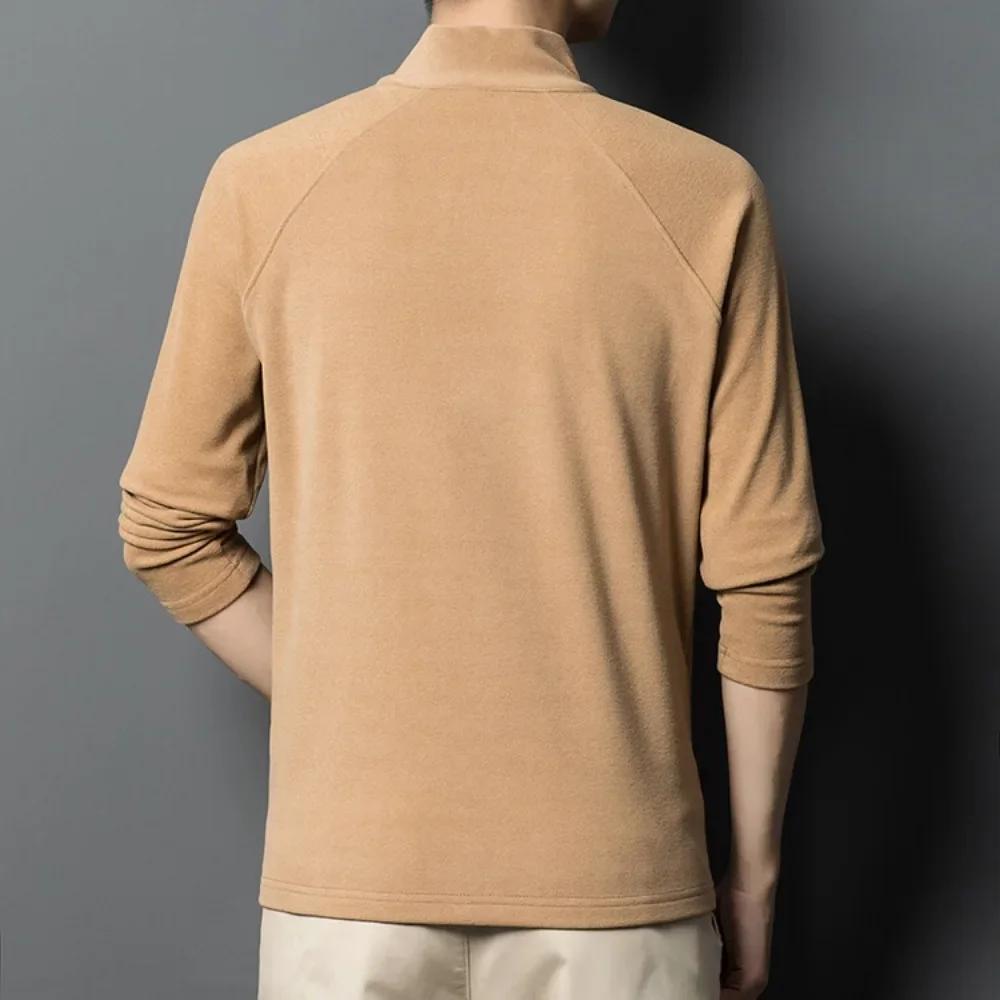 Пуловер с полумолнией и воротником-стойкой футболка длинными рукавами мужская