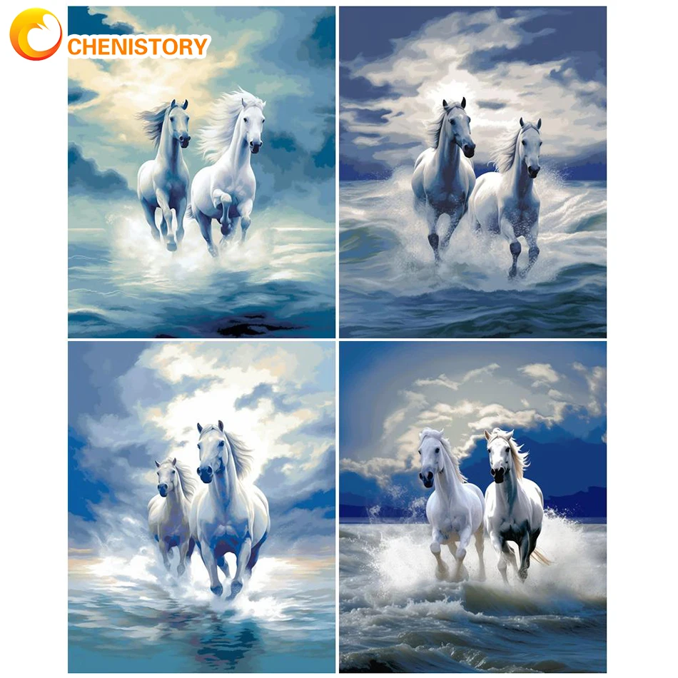 

CHENISTORY 60x75cm Frameless Acrylic Paint By Numbers Horse Handpainted On Canvas DIY Handmade Animal For Home Decor