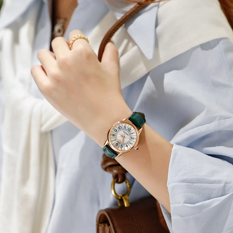 Fashion trend large dial belt quartz watch retro versatile waterproof women's Watch enlarge