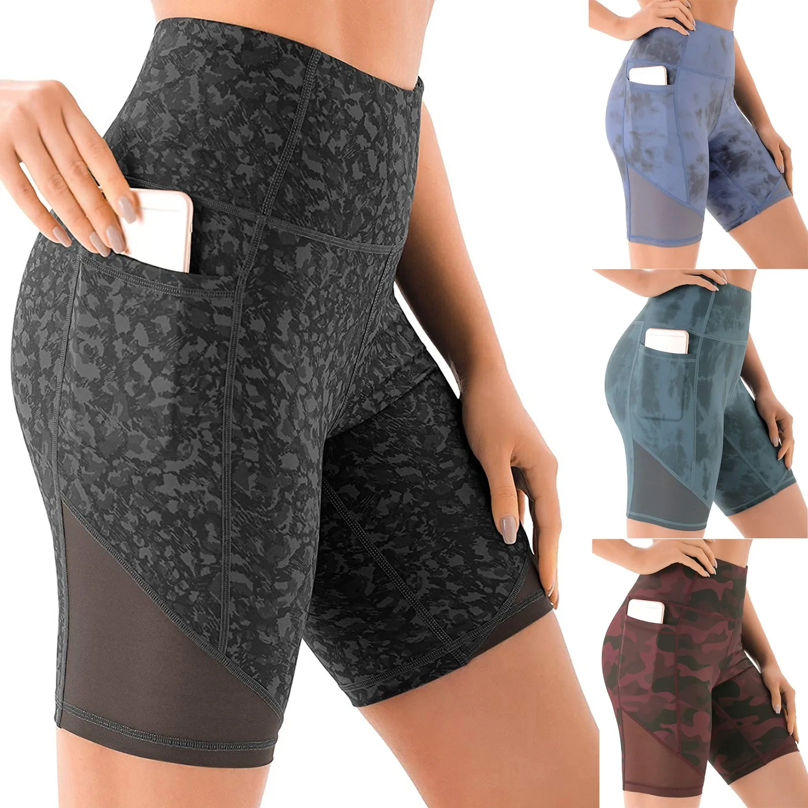 

Women Yoga Shorts Pocket New Summer Sport Push Up Gym Training Tights High Waist Elasticated Seamless Fitness Leggings
