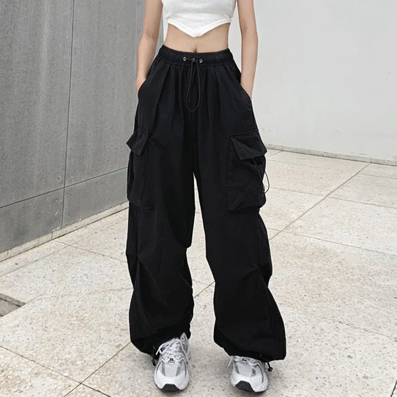 

Lucyever Y2K Streetwear Cargo Pants Women Casual Baggy with Big Pockets Wide Leg Trousers Female Straight Overalls Jogging Pants
