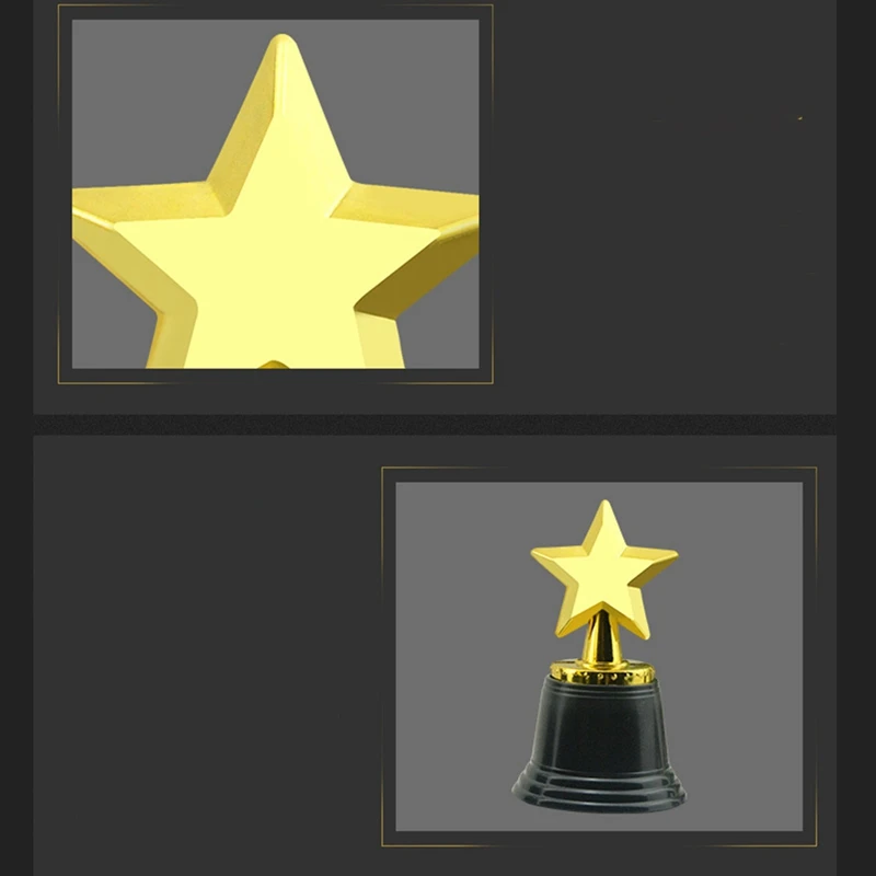16 шт. детские пластиковые трофеи с золотой звездой трофей золотого цвета для