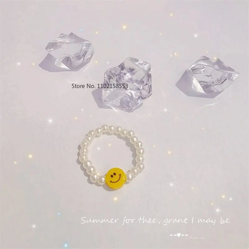 

SMILEY New Handmade Creative Ring Resin Yellow Smiley Face Ring Simple Student Personality Ring