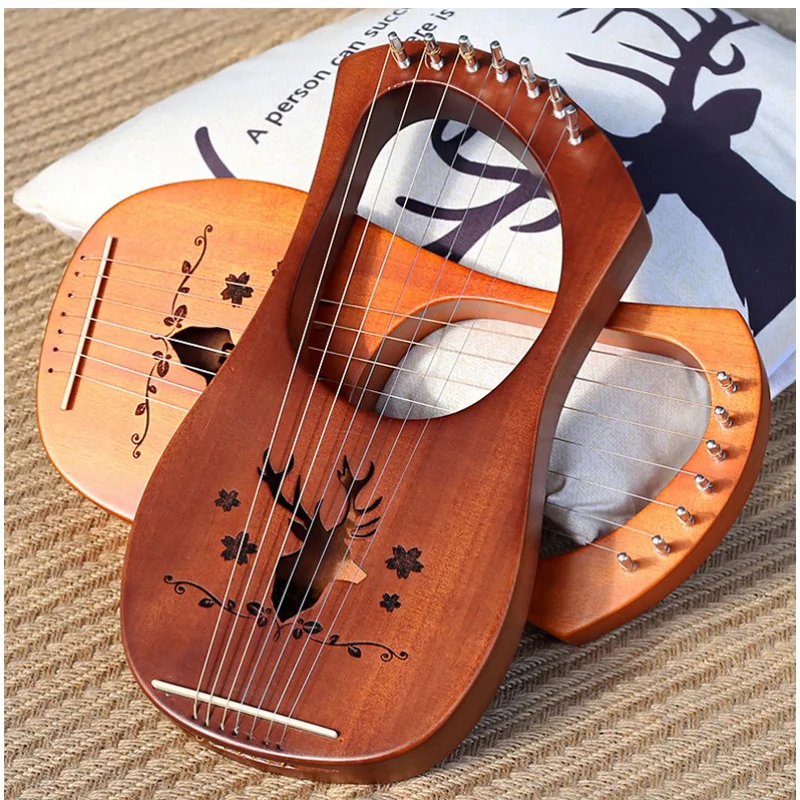 Small Lyre Harp 10 String Music Jaw Wooden Miniature Harp Mini Instrument Deer Strumenti Musicali Musical Instruments EI50HP