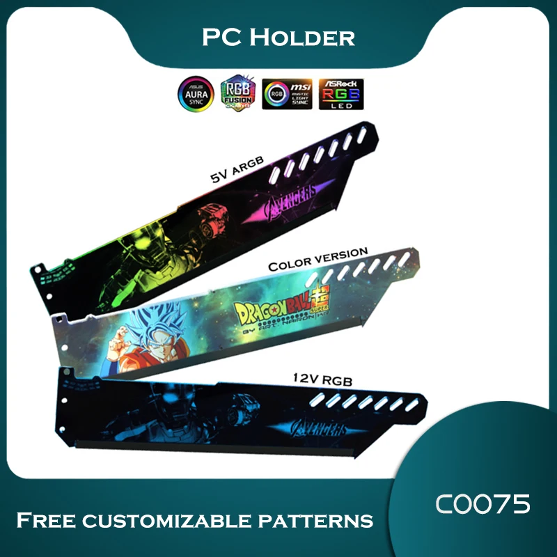 

Customizable RGB Panel VGA Graphics Card stand,GPU Bracket 12V RGB/ 5V A-RGB AURA Streamers Game Themes Scenes PC Holder