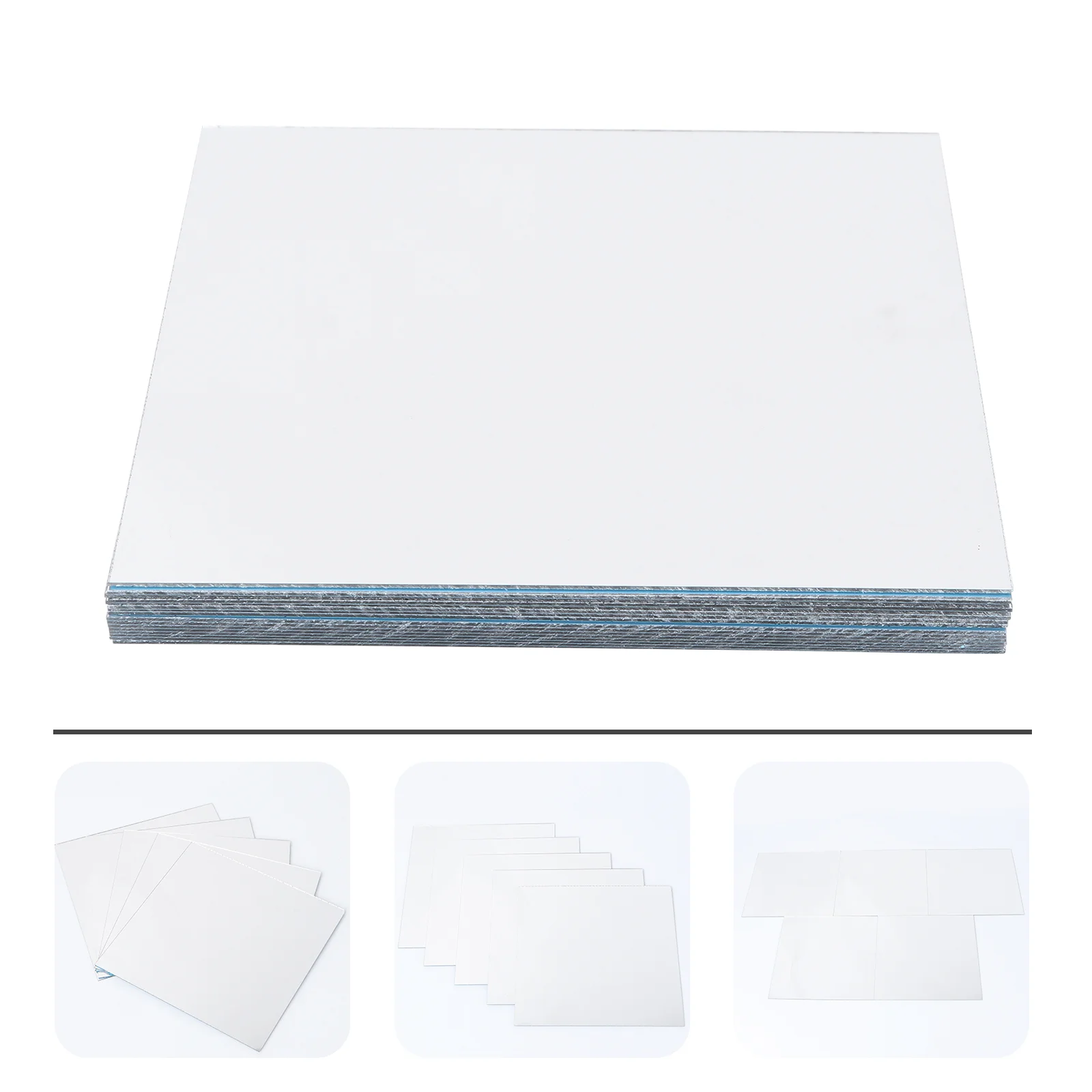 

16 pcs 15x15cm DIY Self-adhesive Mirror Wall Sticker Mirror Square Decal Wall Mirror Decoration 1mm (Silver)