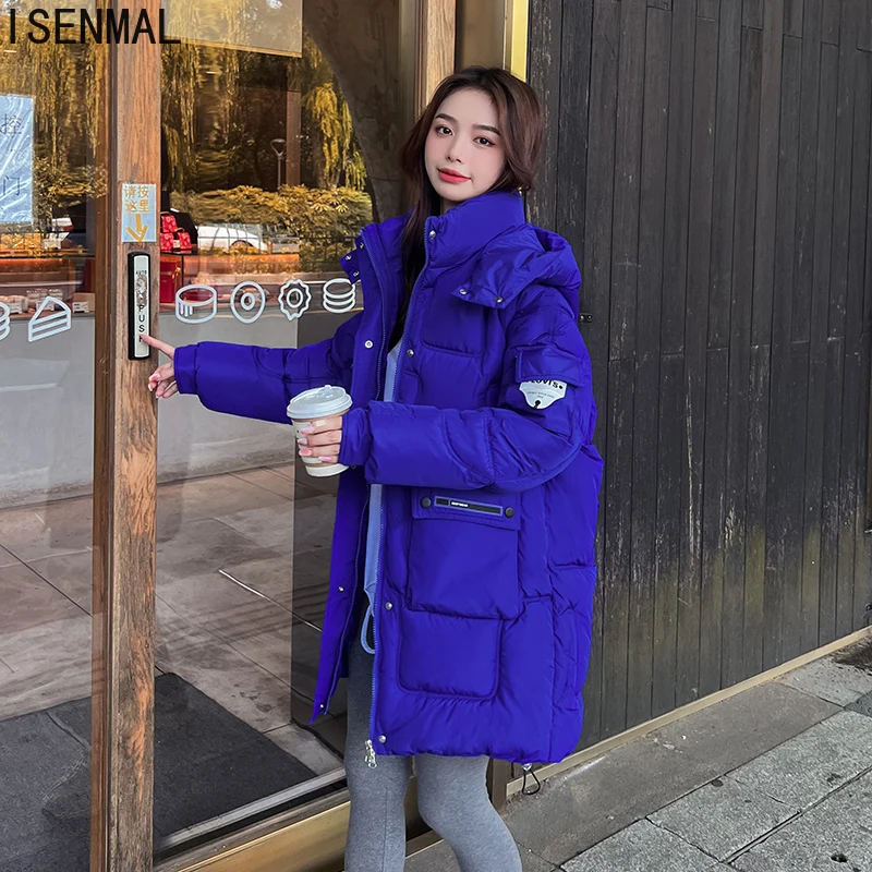 

Winter Down Jacket Women Thick Down Cotton Padded Bubble Coat Female Fashion Hooded Long Parkas Mujer Quilted Jackets Overcoat