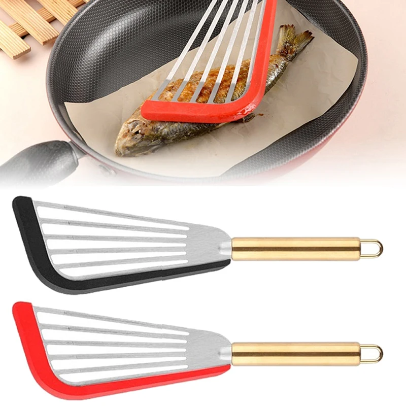 

1PC Stainless Steel Slotted Fish Turner Spatula Flexible Kitchen Cooking Tool