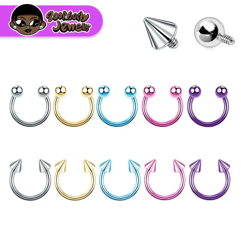 Кольцо в форме кольца для носа из титана 5 шт.